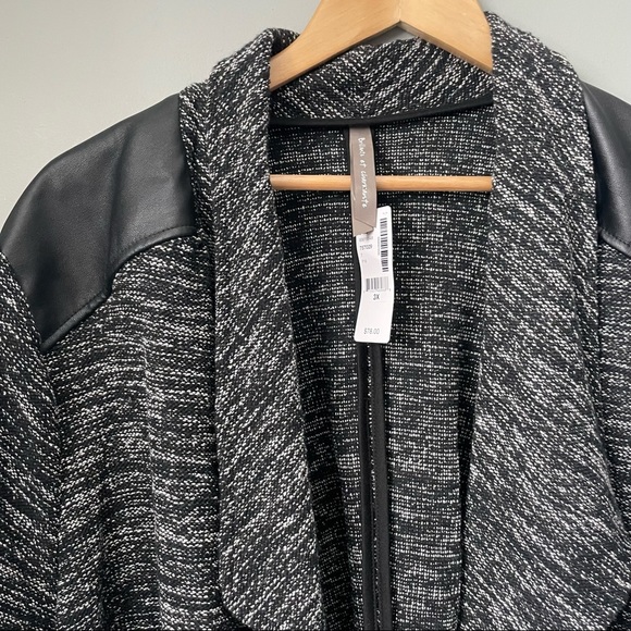 nwt Pennington’s draped cardigan with faux leather detail plus size 3x - Picture 8 of 11